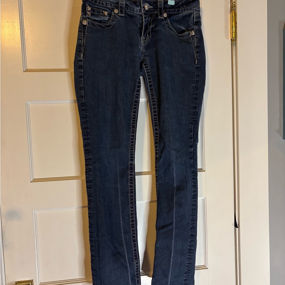 Miss Me Women’s Straight Leg Jeans in Dark Blue Wash